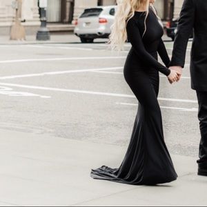 Black dress open back